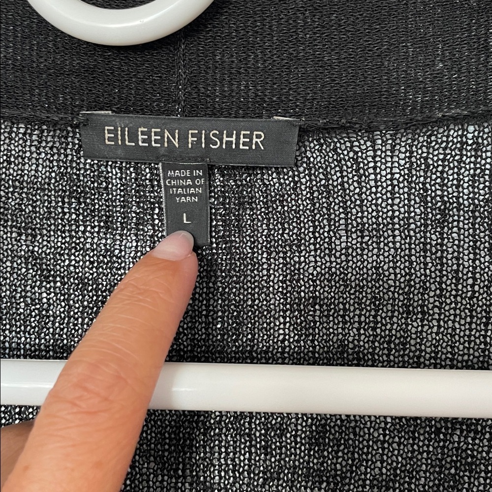 Eileen Fisher Large Italian‎ Yarn Linen Blend Open-Front Cardigan - Picture 2 of 8